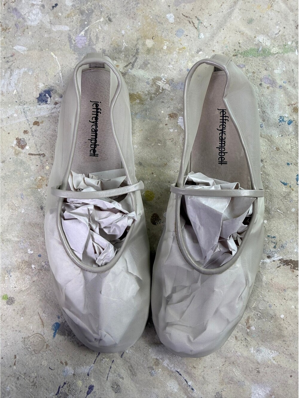 Jeffrey Campbell Sheer Mesh Mary Jane Ballet Flats Gray 6.5